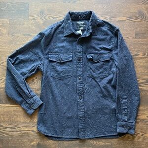 NWT Navy Blue & Multicolor Fabric Speckled Button-Up Shirt